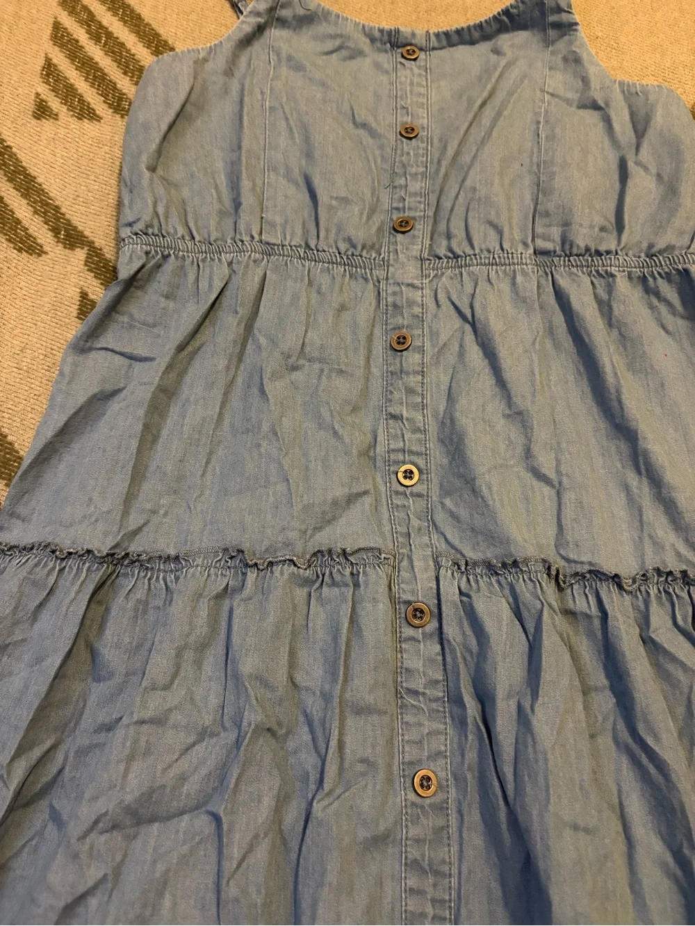 kidpik Light Blue Button-Front Tiered Sundress